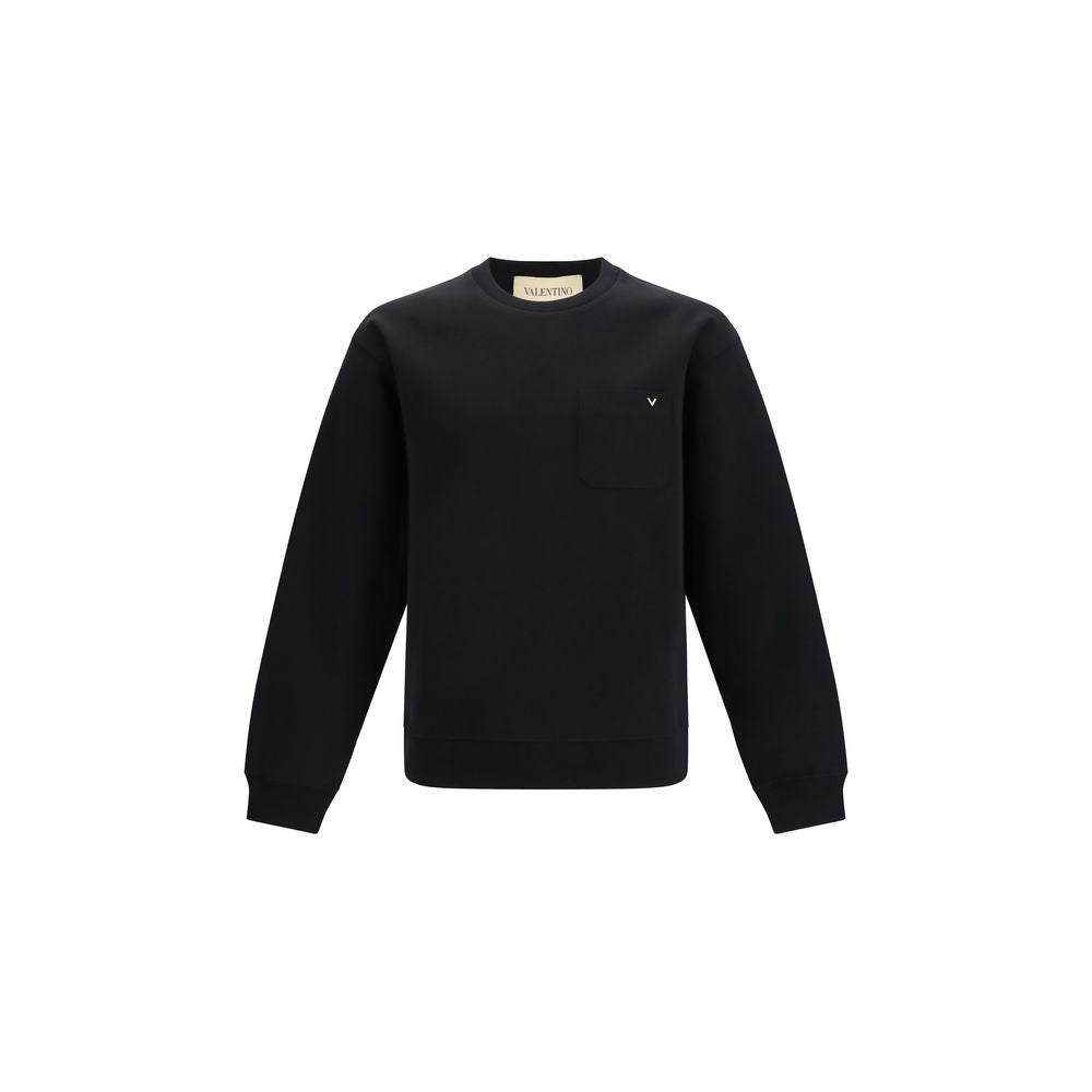 Valentino Black Cotton Sweatshirt with VLogo Pocket