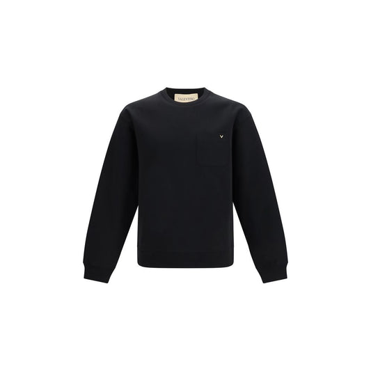 Valentino Black Cotton Sweatshirt with VLogo Pocket