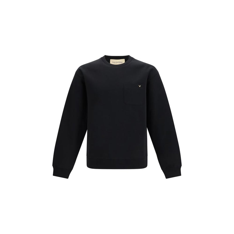 Valentino Black Cotton Sweatshirt with VLogo Pocket
