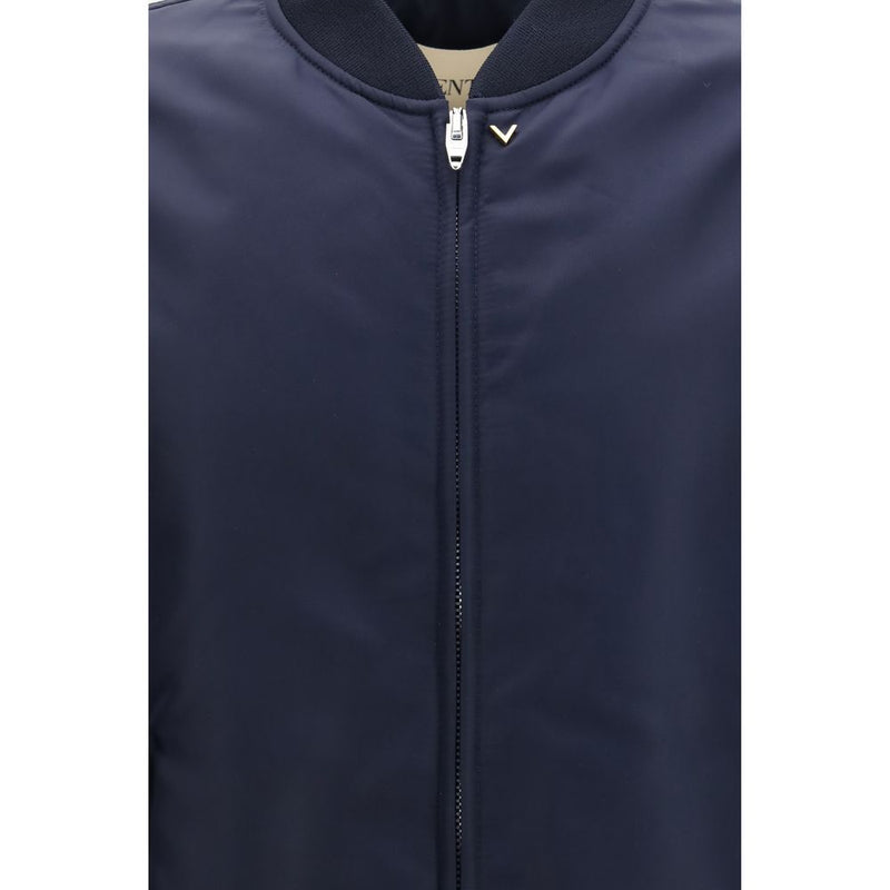 Valentino Blue Polyamide Bomber Jacket for Women - Oversized Fit