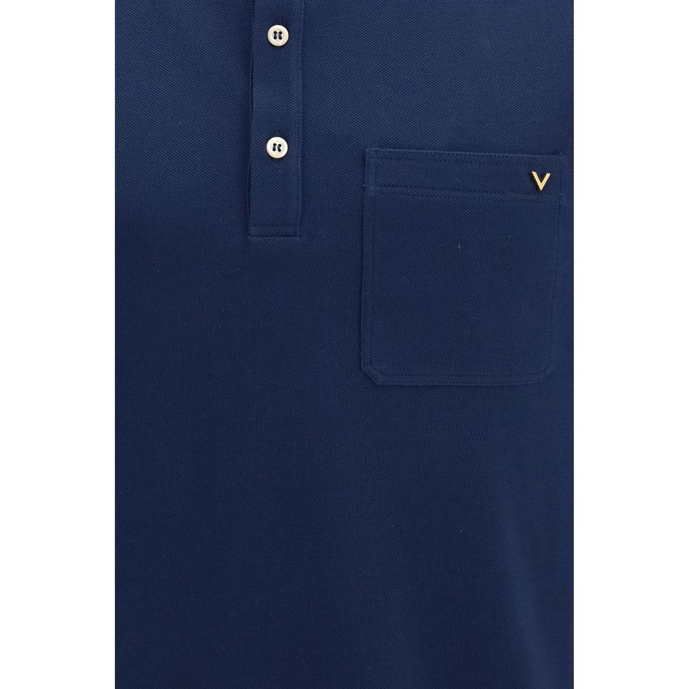 Valentino Blue Cotton Polo Shirt with VLogo