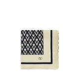 Valentino Garavani Beige Silk Scarf - Toute La V Print