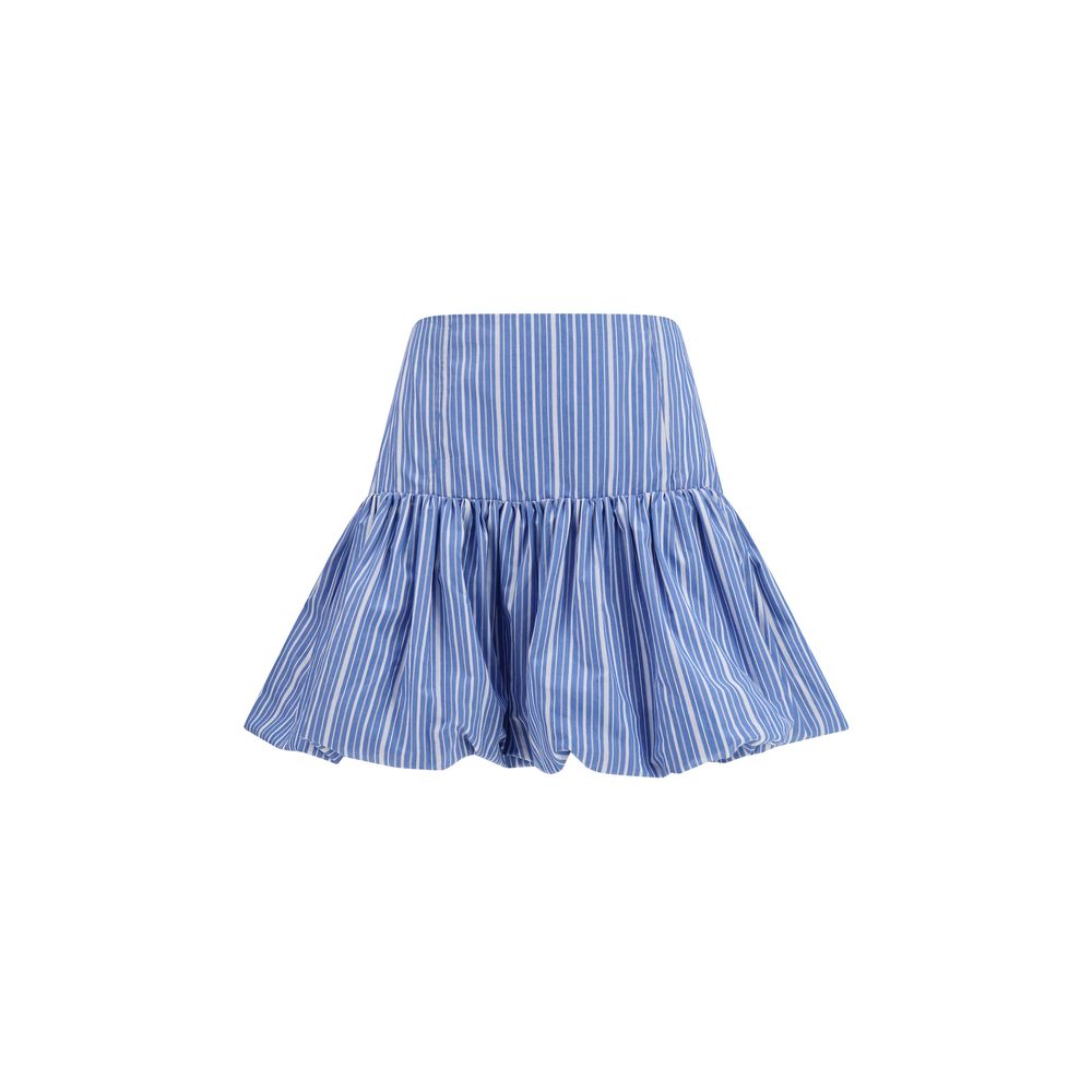 Ganni Blue Cotton Mini Balloon Skirt