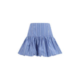 Ganni Blue Cotton Mini Balloon Skirt