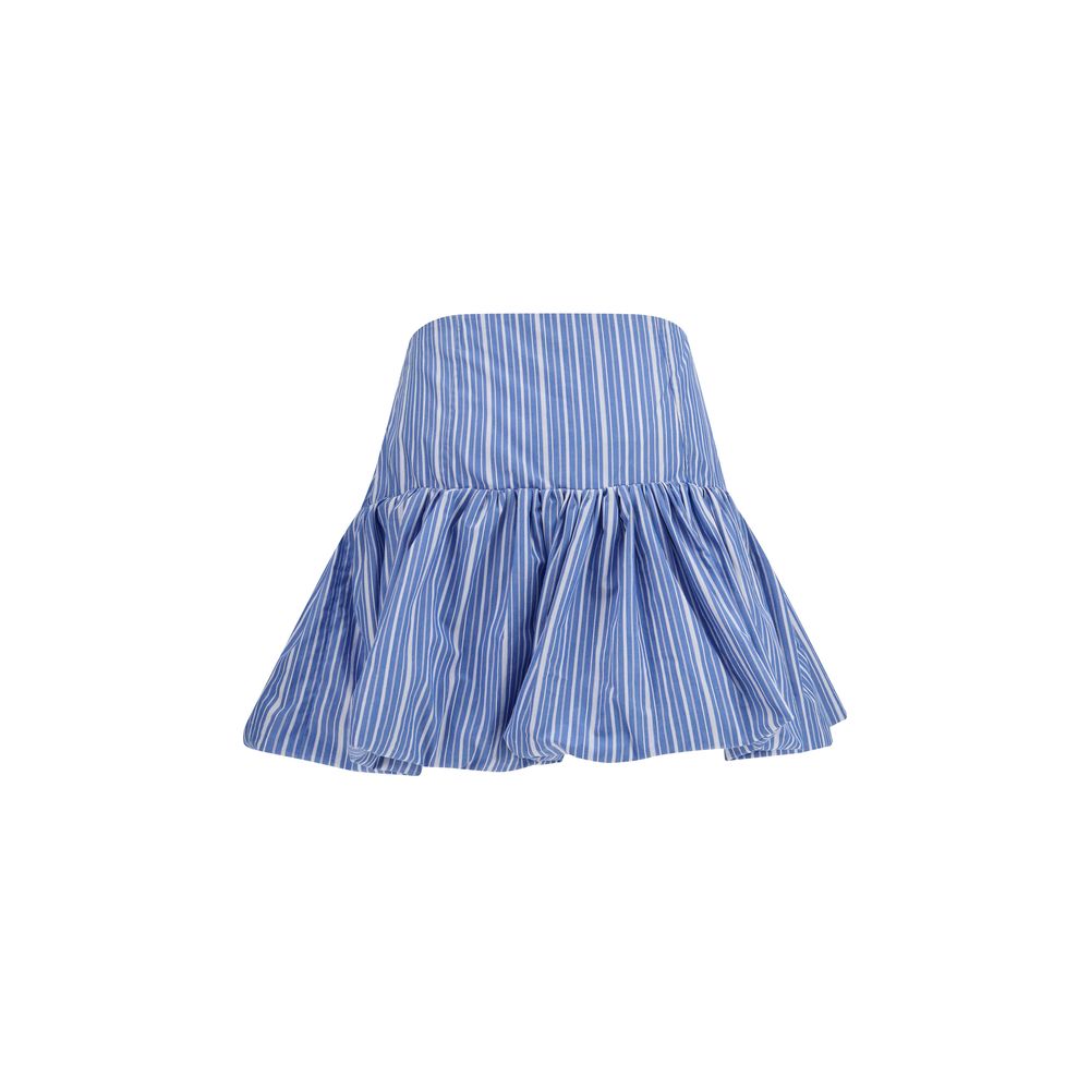 Ganni Blue Cotton Mini Balloon Skirt