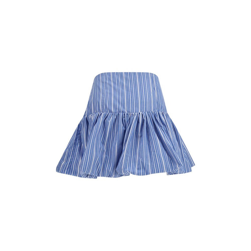 Ganni Blue Cotton Mini Balloon Skirt
