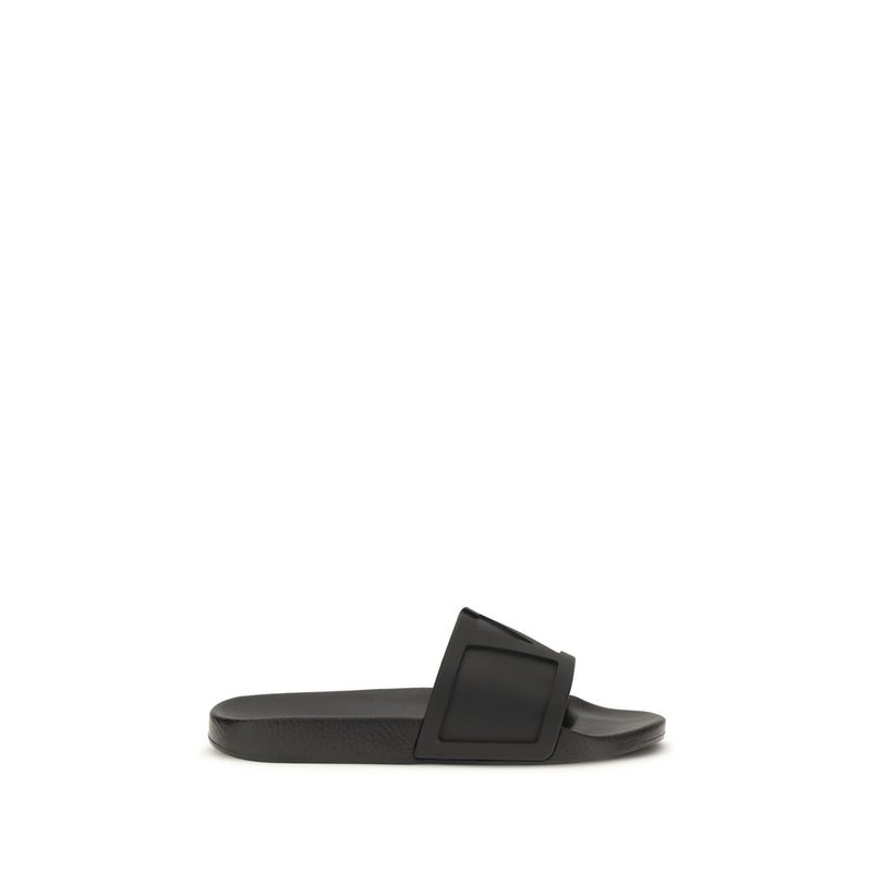 Valentino Garavani Black Rubber Coolside Slider Sandals