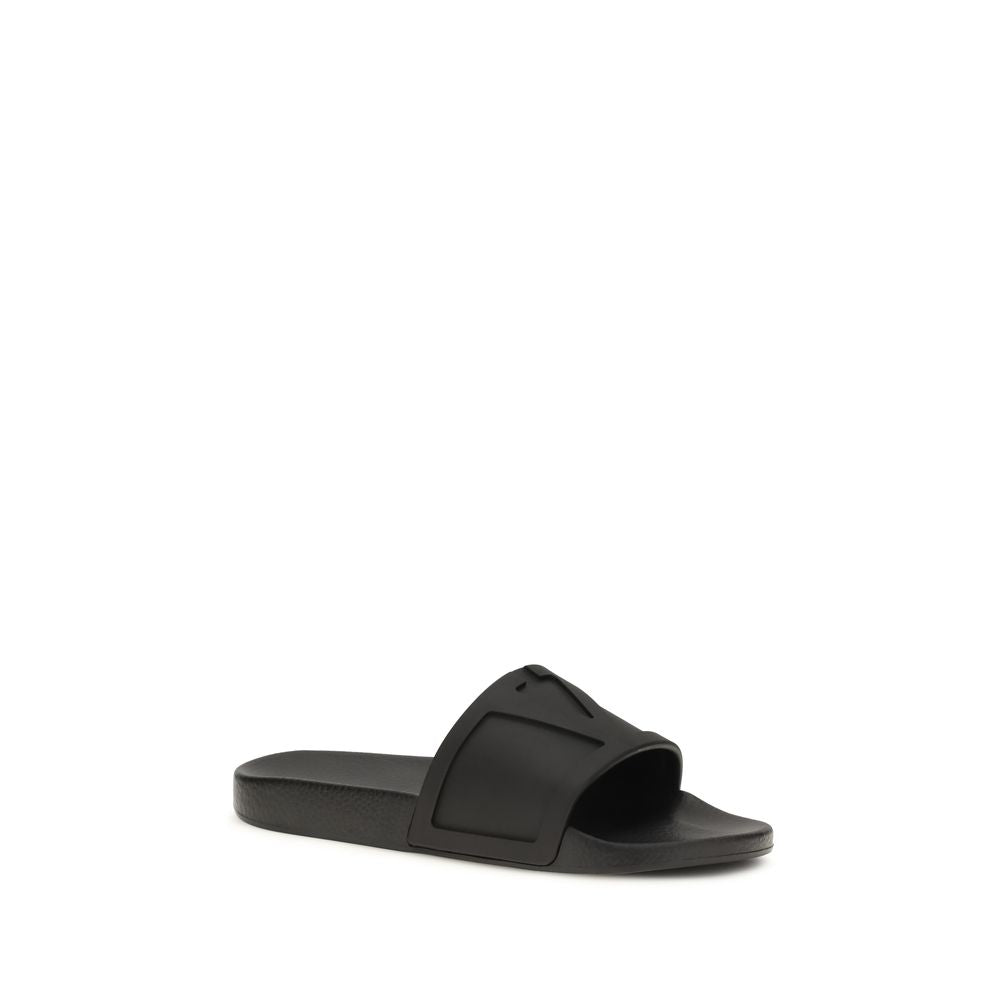 Valentino Garavani Black Rubber Flat Sandals for Men