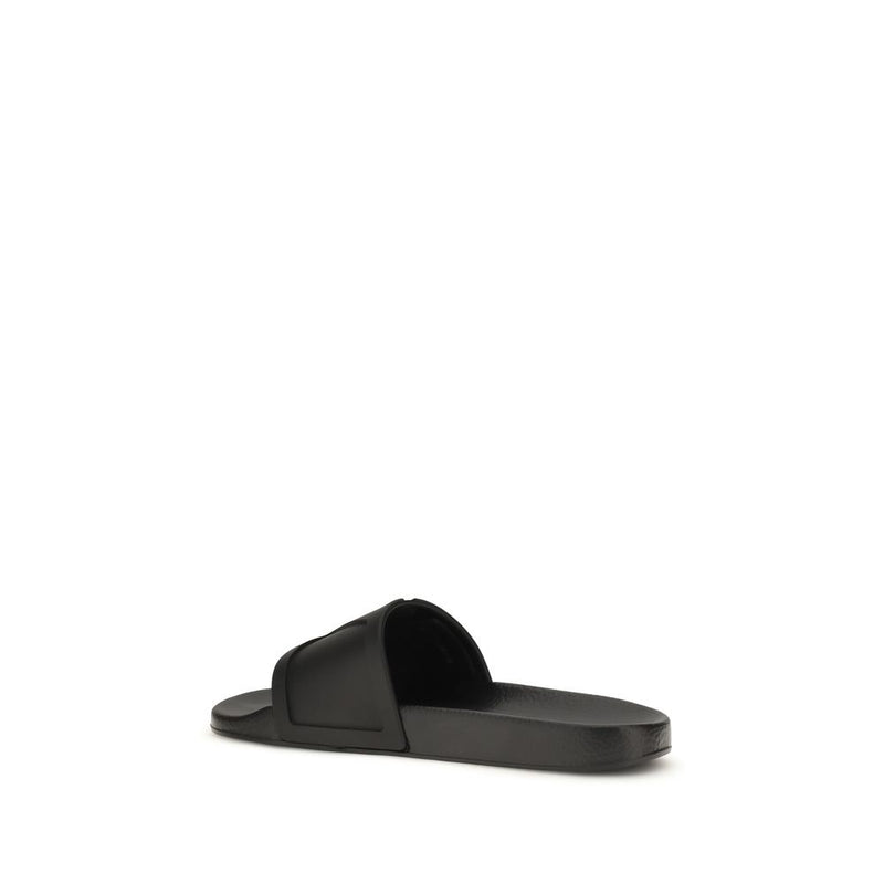 Valentino Garavani Black Rubber Coolside Slider Sandals