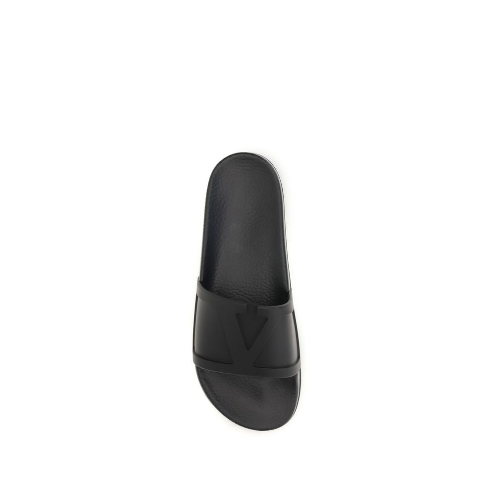 Valentino Garavani Black Rubber Flat Sandals for Men