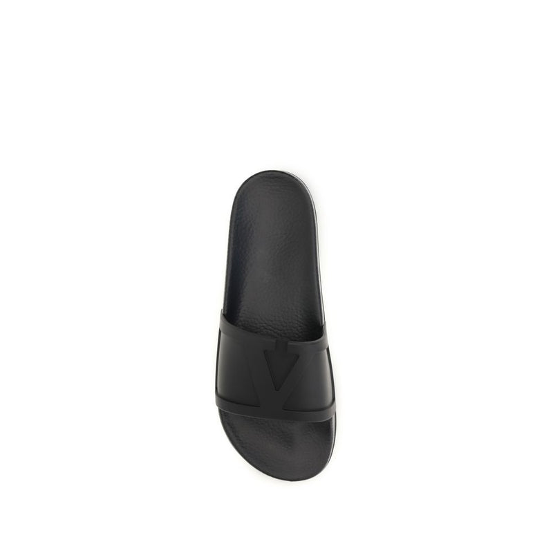 Valentino Garavani Black Rubber Coolside Slider Sandals