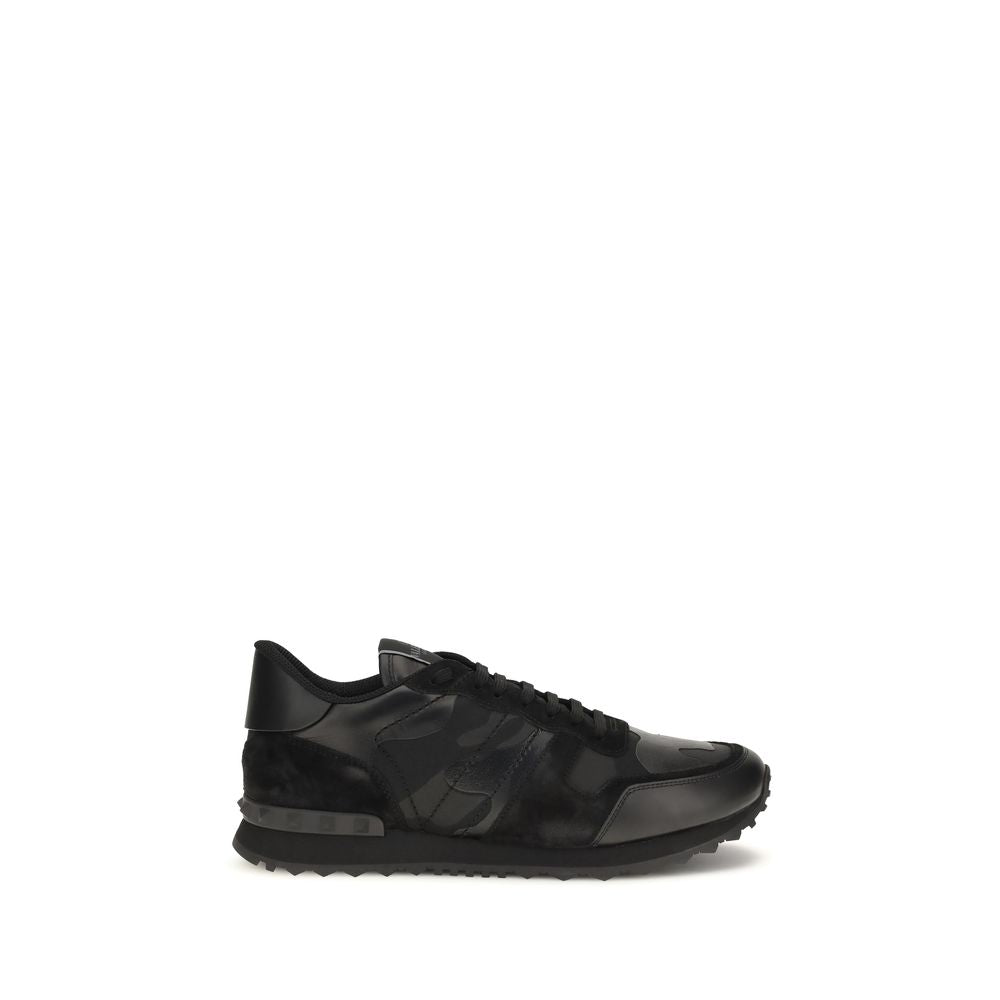 Valentino Garavani Black Rockrunner Camouflage Sneakers