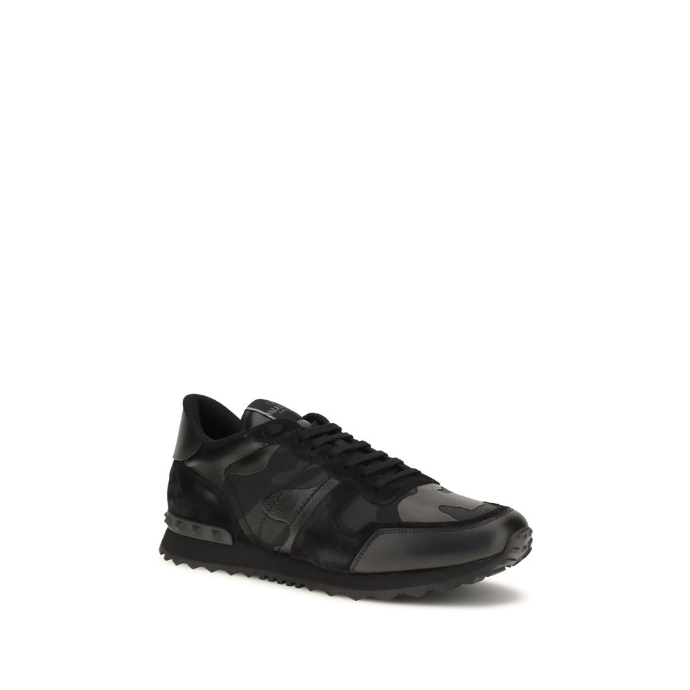 Valentino Garavani Black Rockrunner Camouflage Sneakers