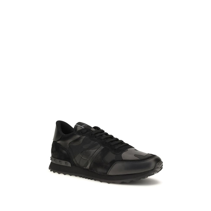 Valentino Garavani Black Rockrunner Camouflage Sneakers