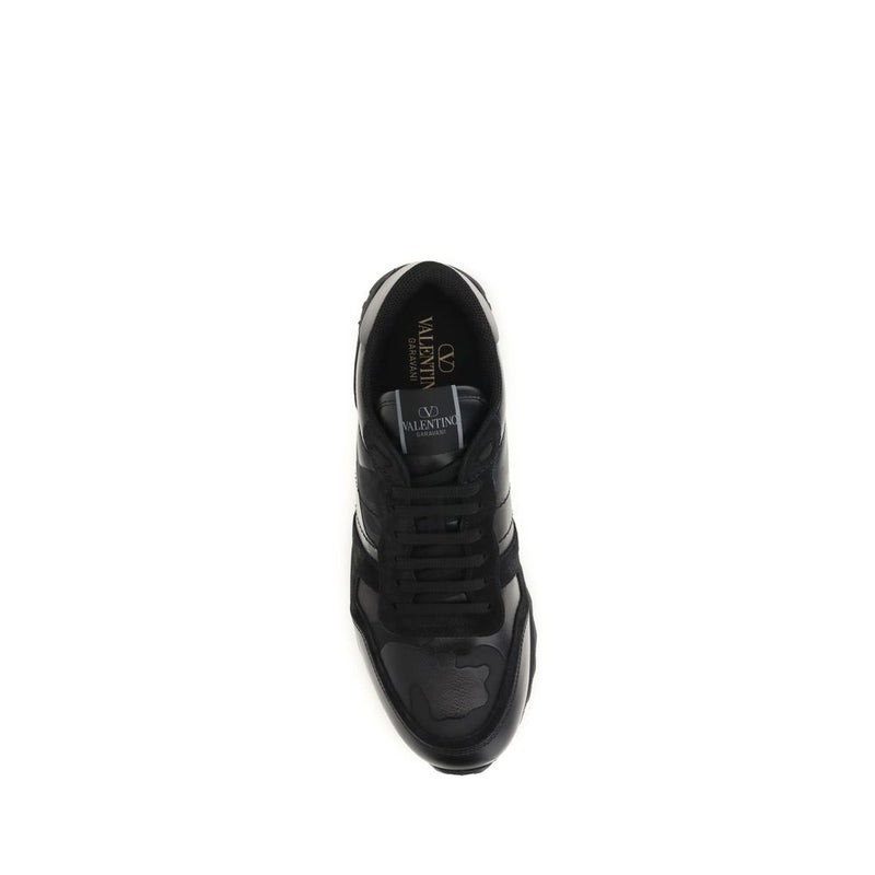 Valentino Garavani Black Rockrunner Camouflage Sneakers