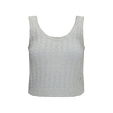 Brunello Cucinelli White Linen Tank Top with Sequins