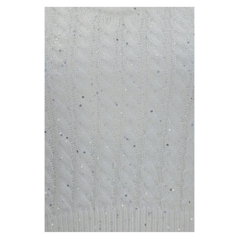 Brunello Cucinelli White Linen Tank Top with Sequins
