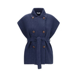 Brunello Cucinelli Blue Cotton Coat - Elegant Sleeveless Design