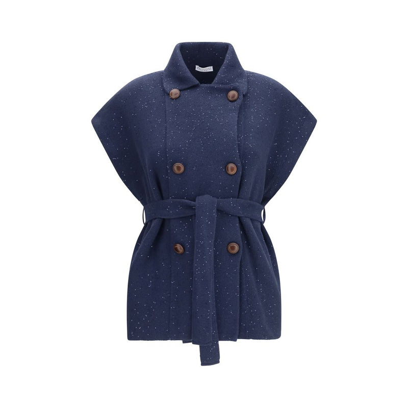 Brunello Cucinelli Blue Cotton Coat - Elegant Sleeveless Design