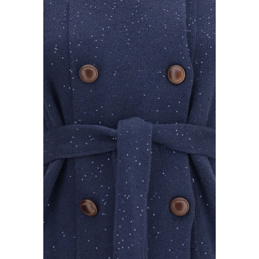 Brunello Cucinelli Blue Cotton Coat - Elegant Sleeveless Design