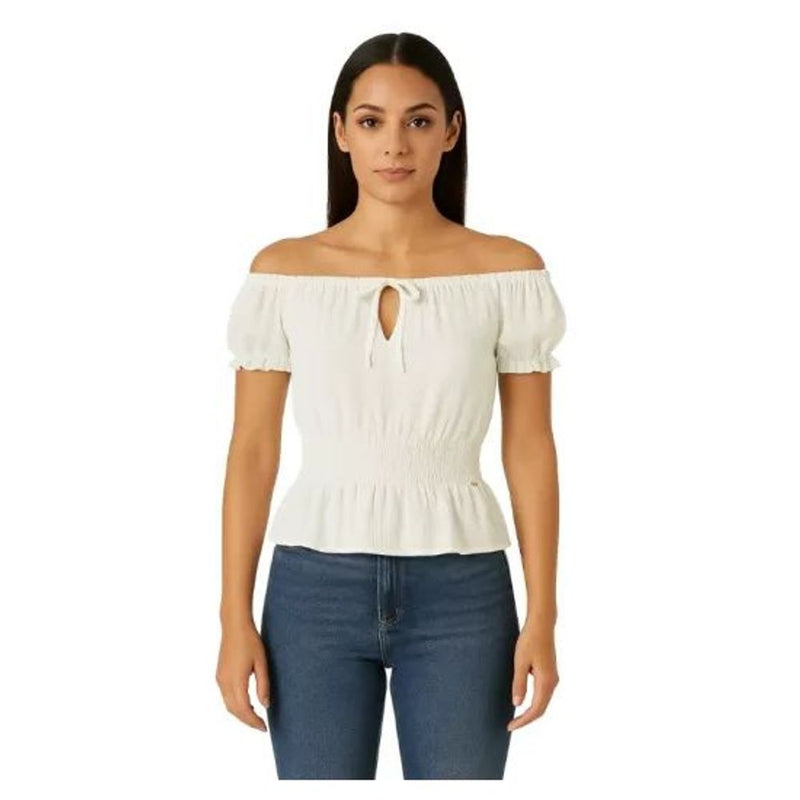 Guess White Polyester Blouse - Chic Women's Fashion