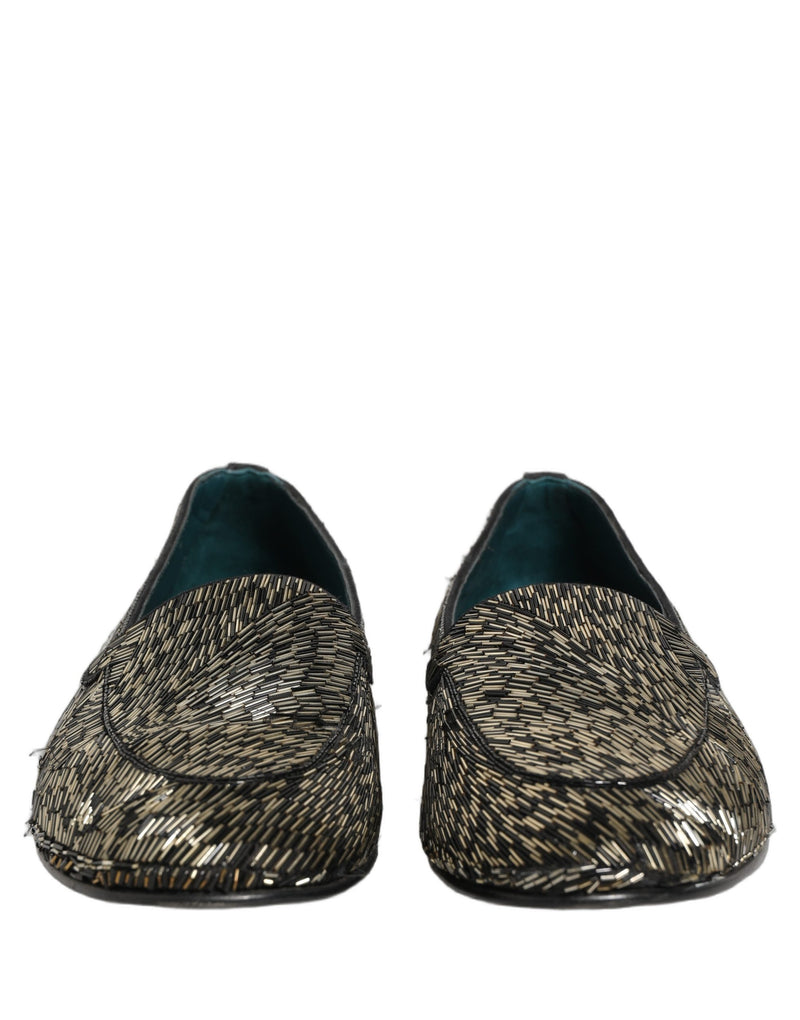 Dolce & Gabbana Black Silver Embellished Dress Loafers
