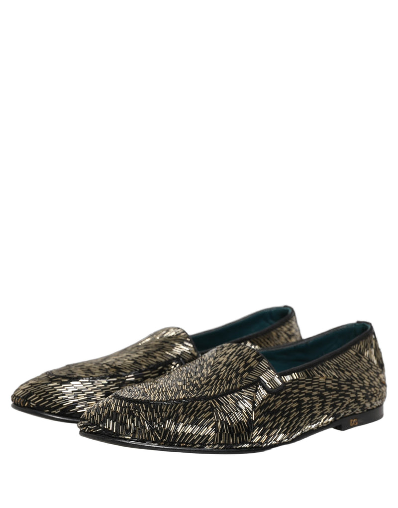 Dolce & Gabbana Black Silver Embellished Dress Loafers
