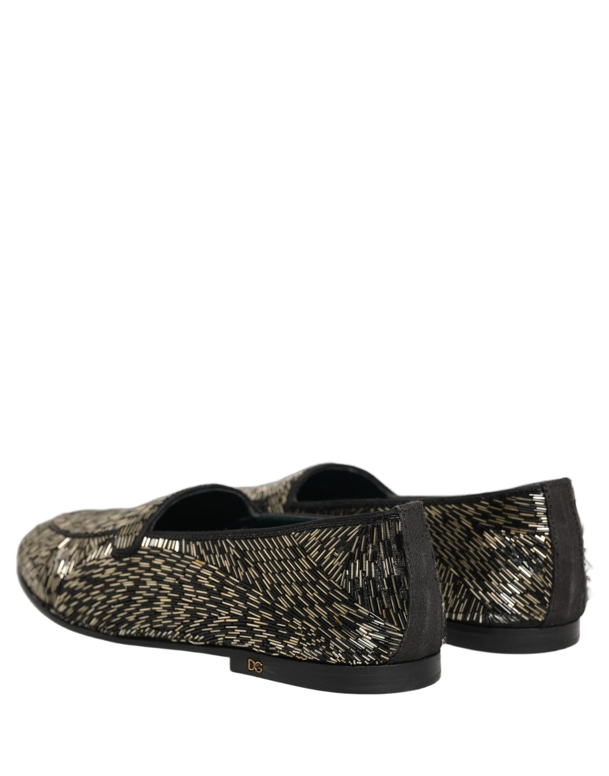 Dolce & Gabbana Black Silver Embellished Dress Loafers