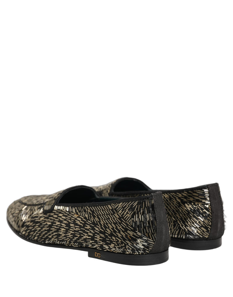 Dolce & Gabbana Black Silver Embellished Dress Loafers