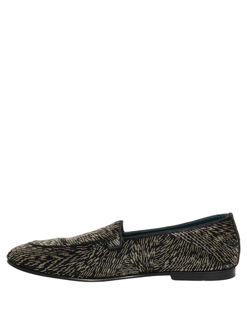Dolce & Gabbana Black Silver Embellished Dress Loafers