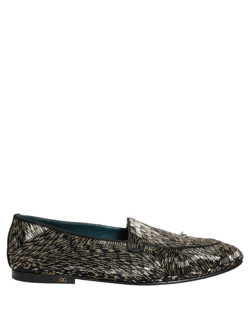 Dolce & Gabbana Black Silver Embellished Dress Loafers