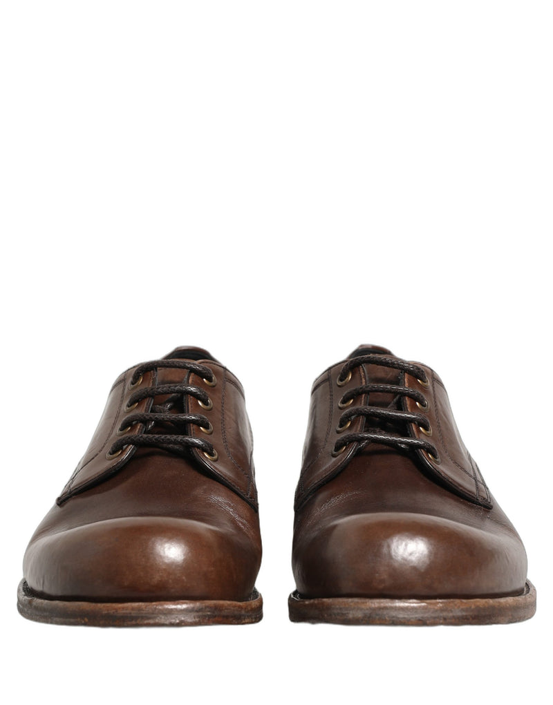 Dolce & Gabbana Brown Leather Derby Dress Shoes for Men