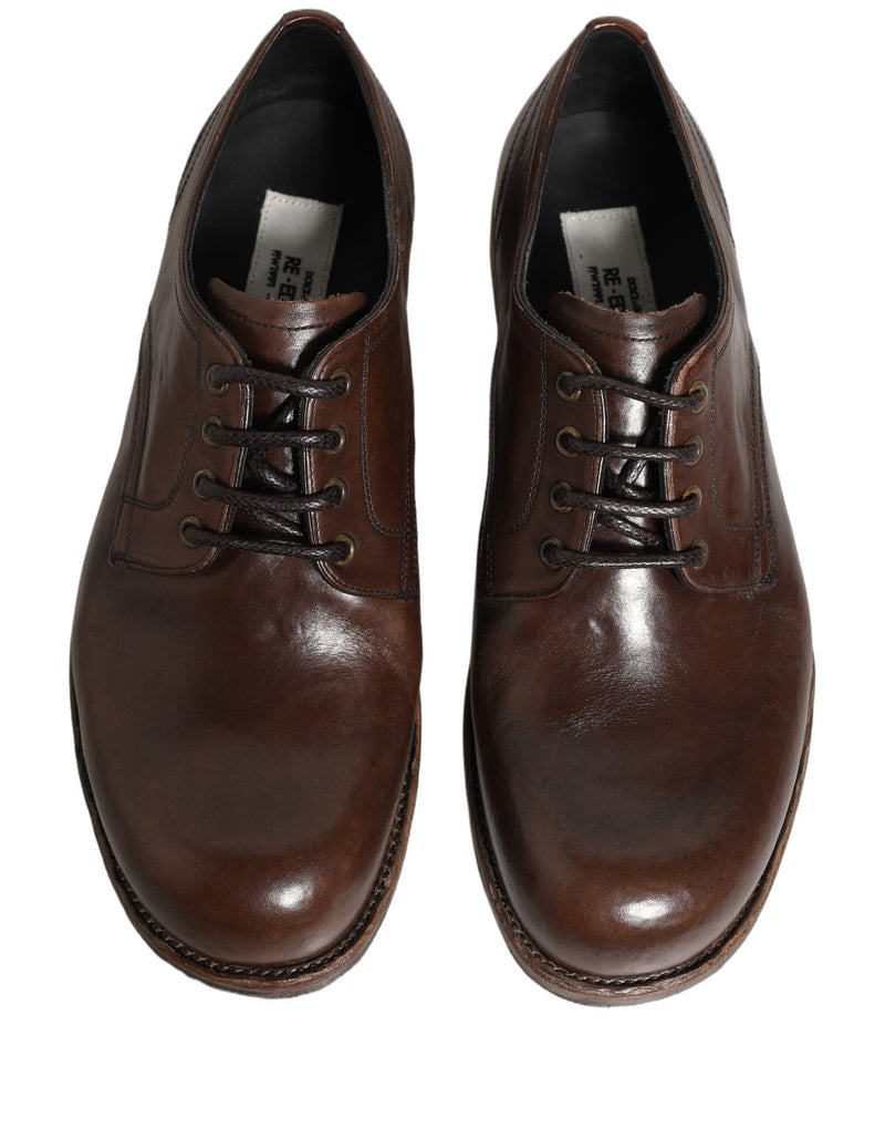 Dolce & Gabbana Brown Leather Derby Dress Shoes for Men