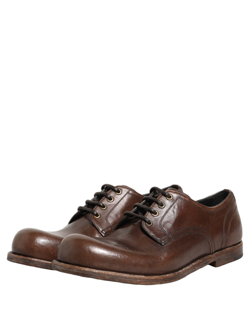 Dolce & Gabbana Brown Leather Derby Dress Shoes for Men