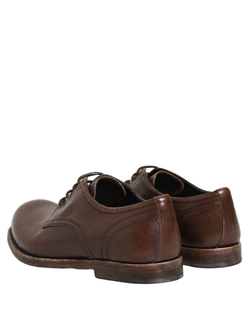 Dolce & Gabbana Brown Leather Derby Dress Shoes for Men