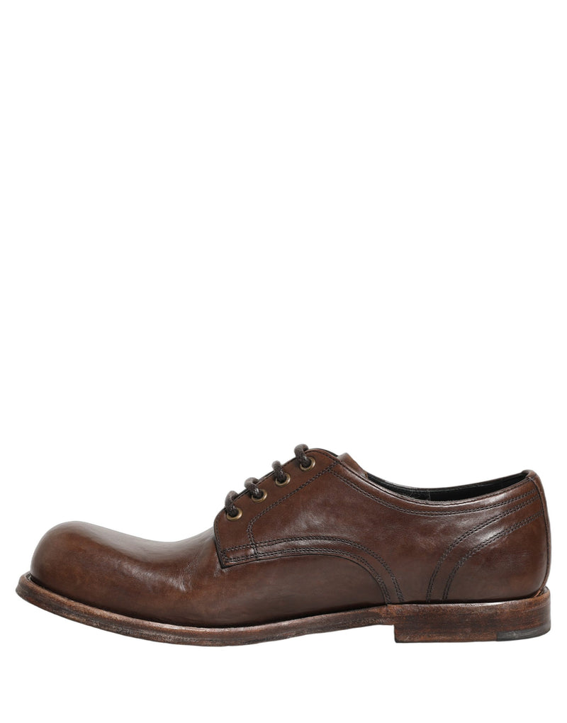 Dolce & Gabbana Brown Leather Derby Dress Shoes for Men