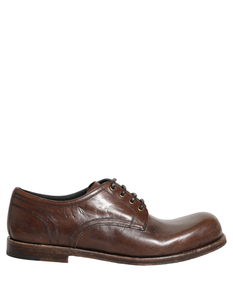 Dolce & Gabbana Brown Leather Derby Dress Shoes for Men