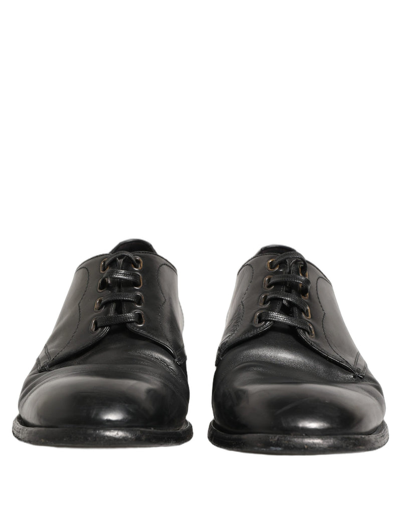 Dolce & Gabbana Black Leather Derby Dress Shoes for Men