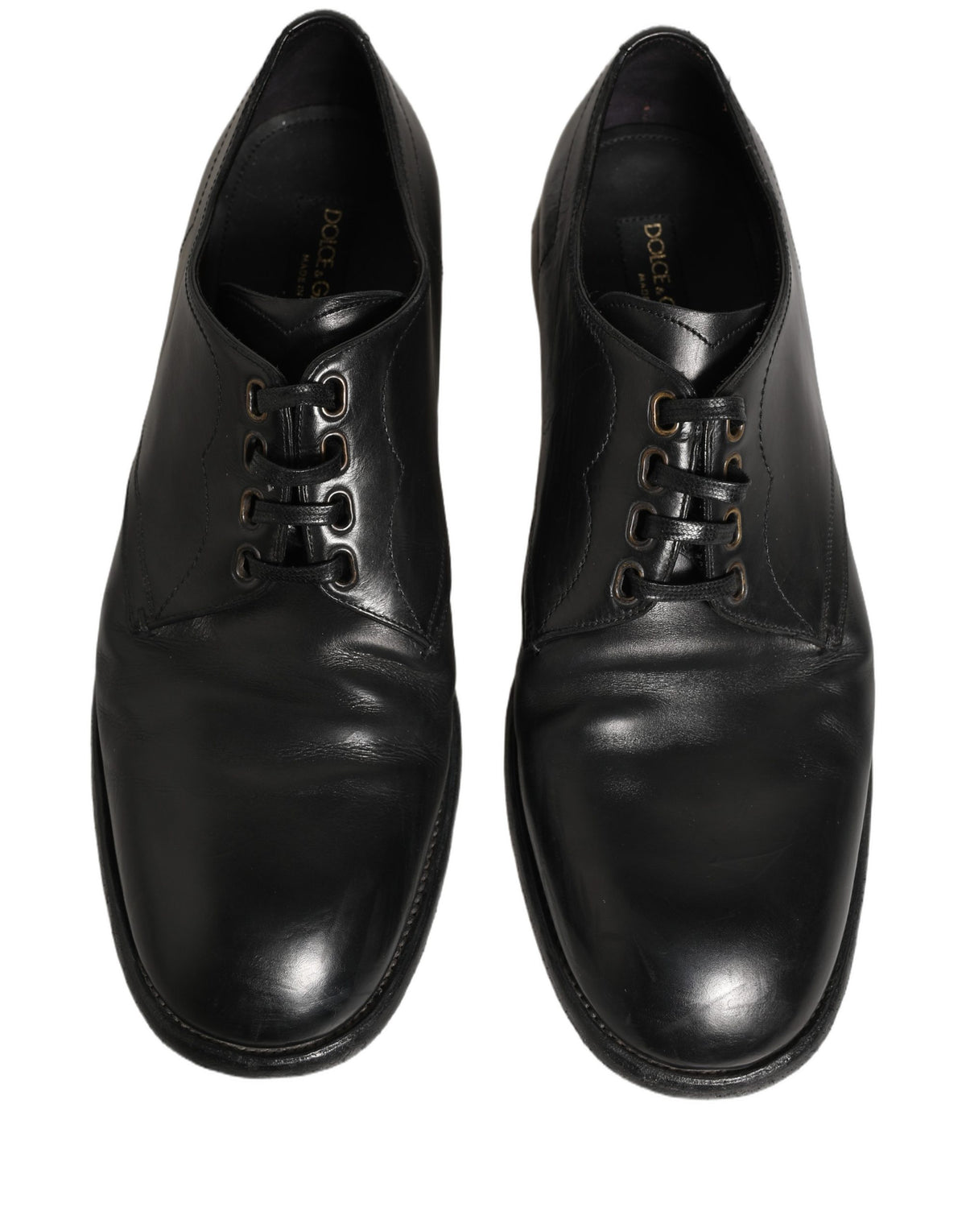 Dolce & Gabbana Black Leather Derby Dress Shoes for Men
