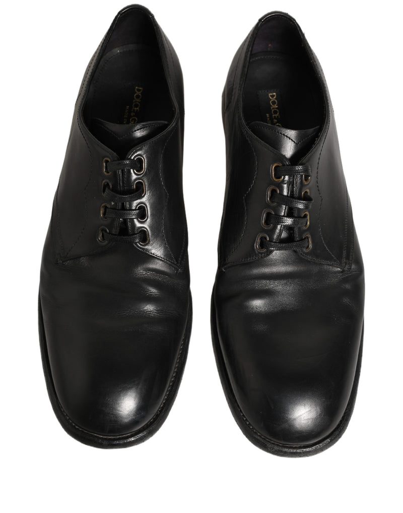 Dolce & Gabbana Black Leather Derby Dress Shoes for Men