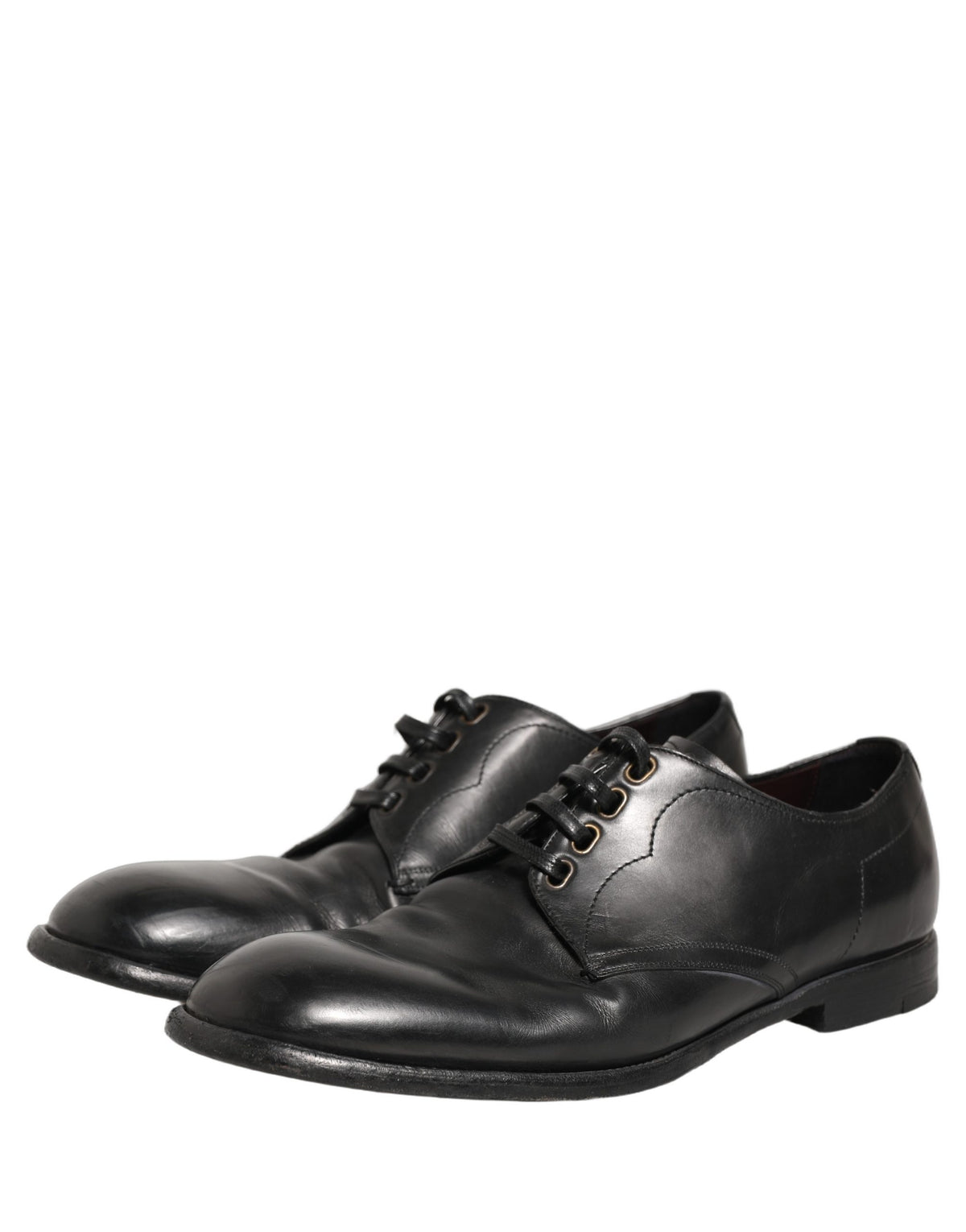 Dolce & Gabbana Black Leather Derby Dress Shoes for Men