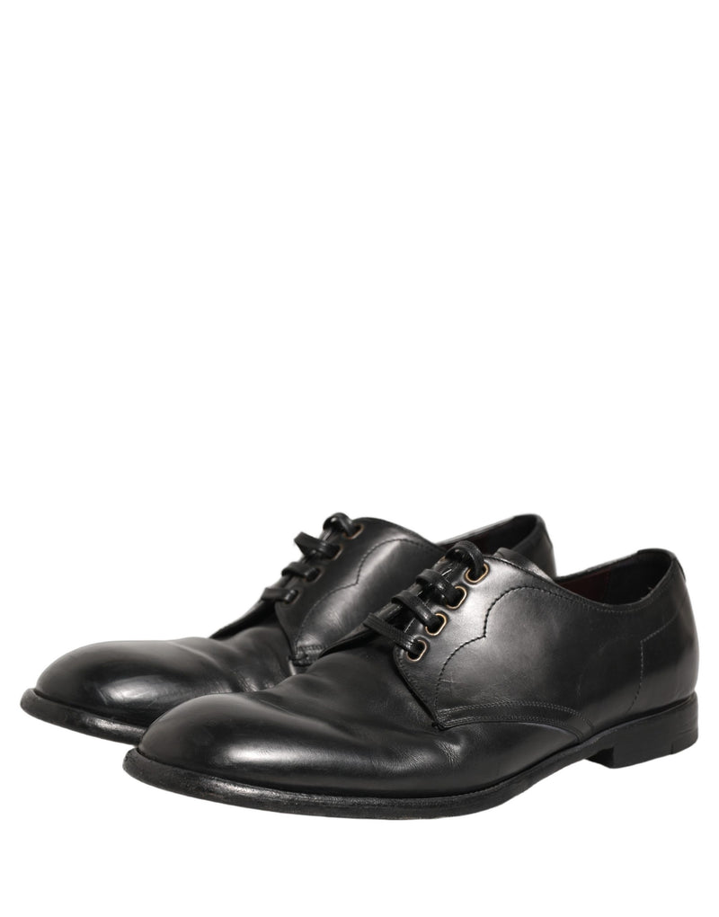 Dolce & Gabbana Black Leather Derby Dress Shoes for Men