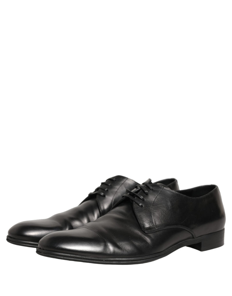Dolce & Gabbana Black Leather Derby Dress Shoes for Men