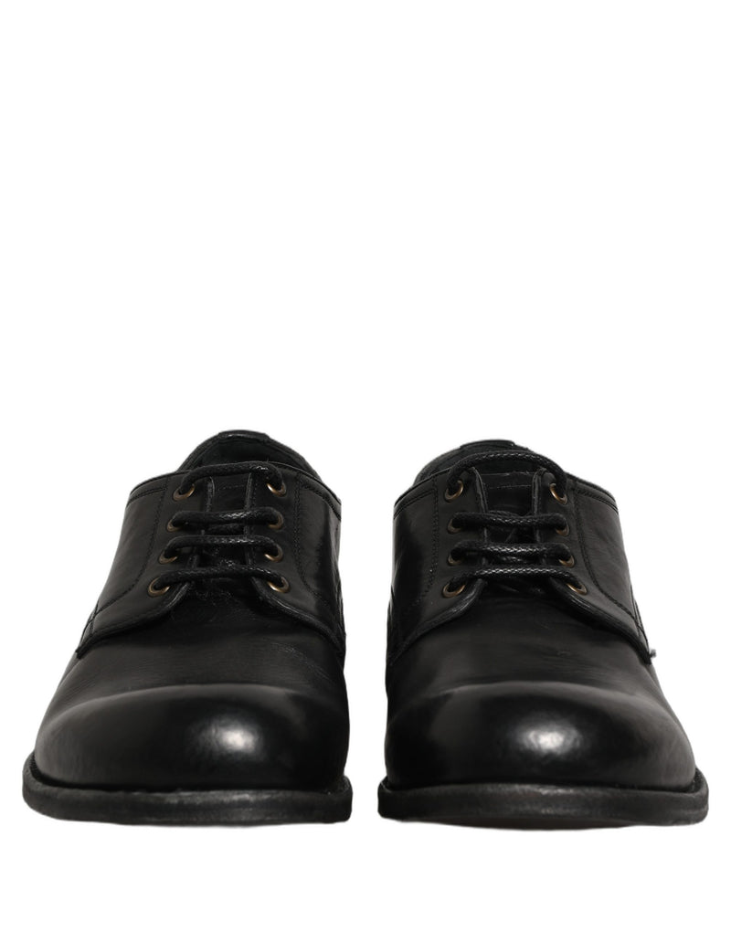 Dolce & Gabbana Black Leather Derby Dress Shoes for Men