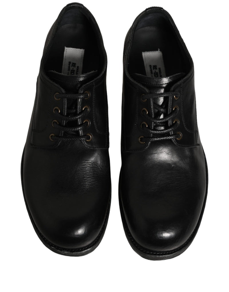 Dolce & Gabbana Black Leather Derby Dress Shoes for Men