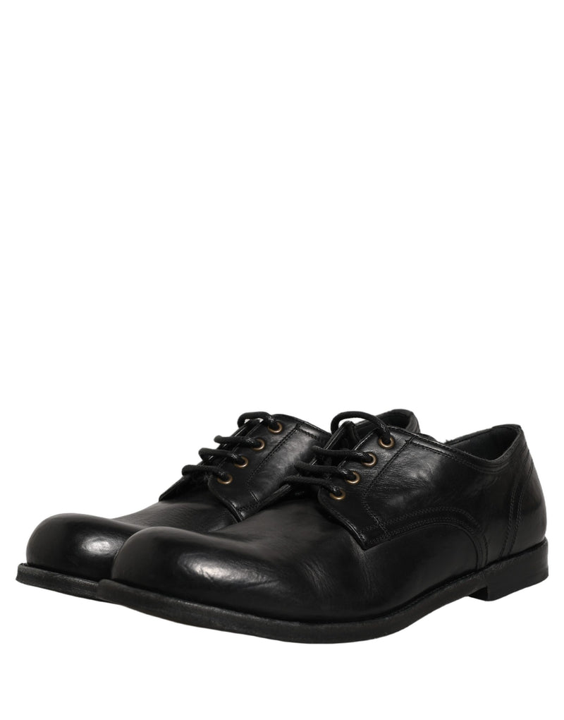 Dolce & Gabbana Black Leather Derby Dress Shoes for Men