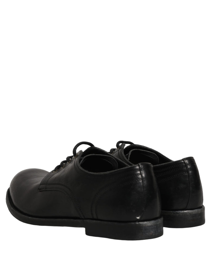 Dolce & Gabbana Black Leather Derby Dress Shoes for Men