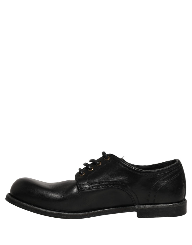Dolce & Gabbana Black Leather Derby Dress Shoes for Men
