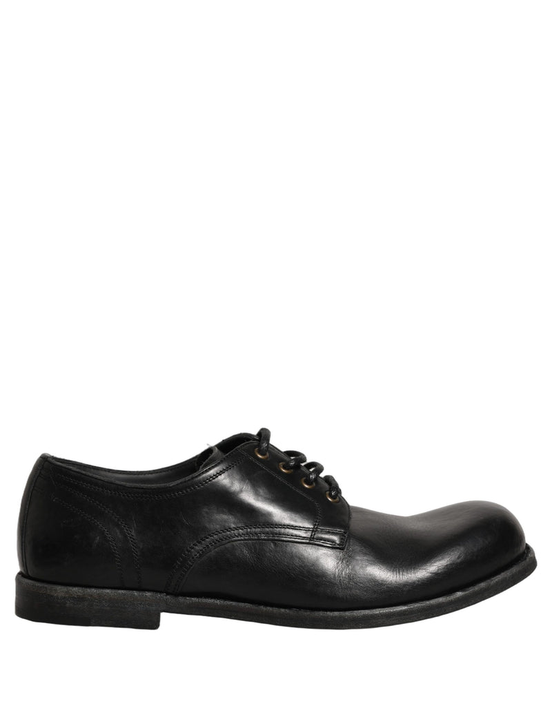 Dolce & Gabbana Black Leather Derby Dress Shoes for Men