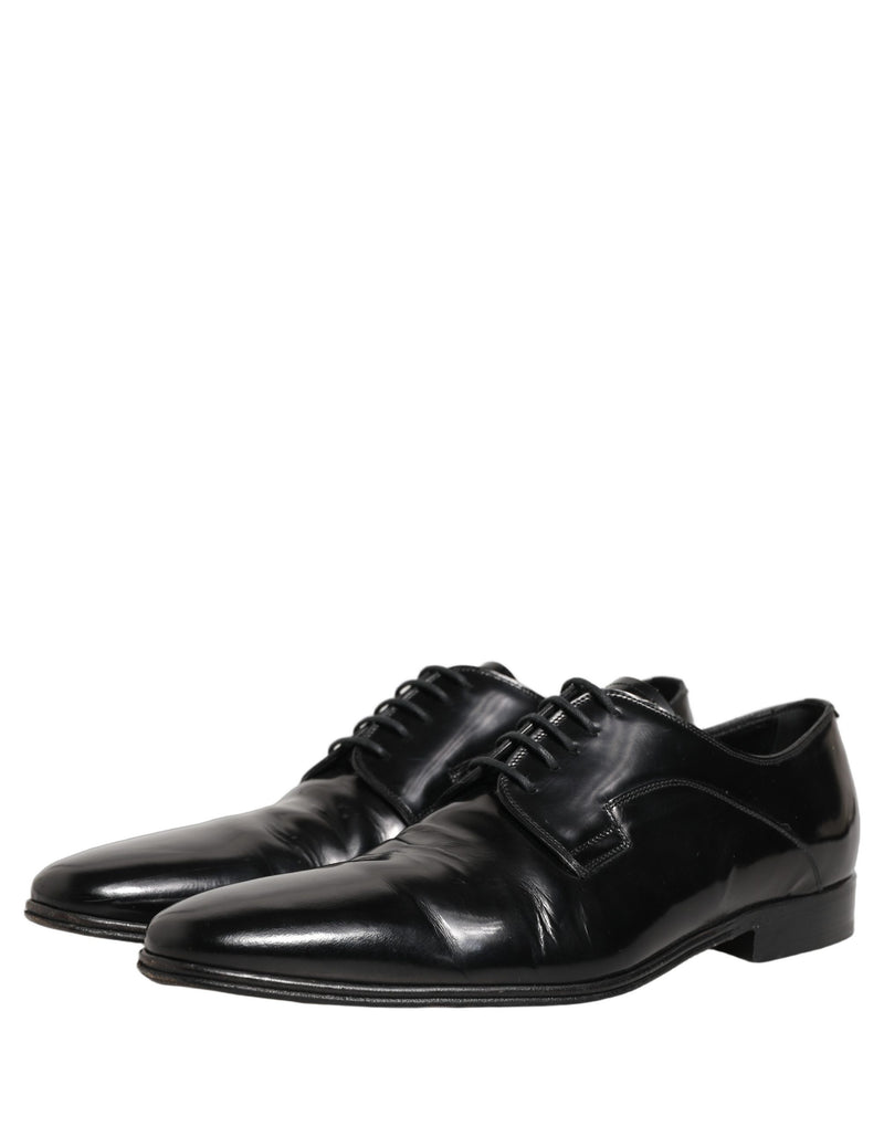 Dolce & Gabbana Black Leather Derby Dress Shoes for Men